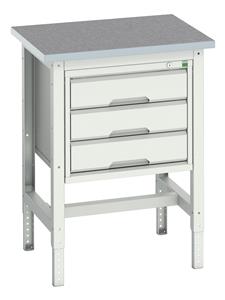 Verso Height Adjustable Work Storage and Packing Benches Verso 700x600 Height Adjustable Bench Lino + Cabinet